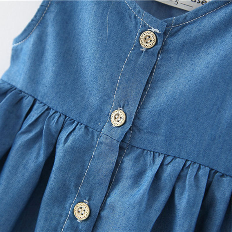 Summer Baby Toddler Denim Dress Sleeveless Girl Fashion Princess Skirt High Quality Baby Clothes