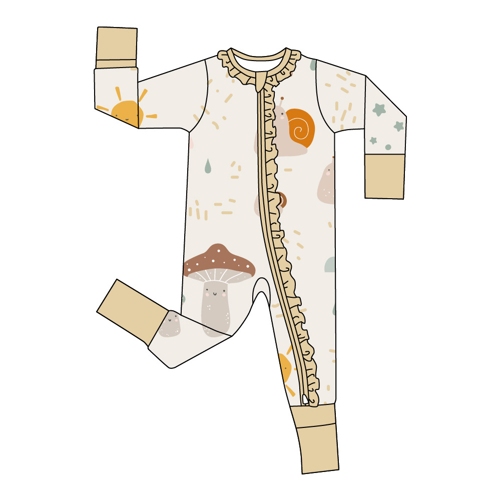 Engepapa double zipper newbron bamboo pajamas infant custom cartoon print sleeper baby boy bamboo romper