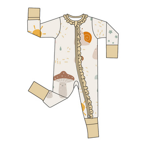 Engepapa double zipper newbron bamboo pajamas infant custom cartoon print sleeper baby boy bamboo romper