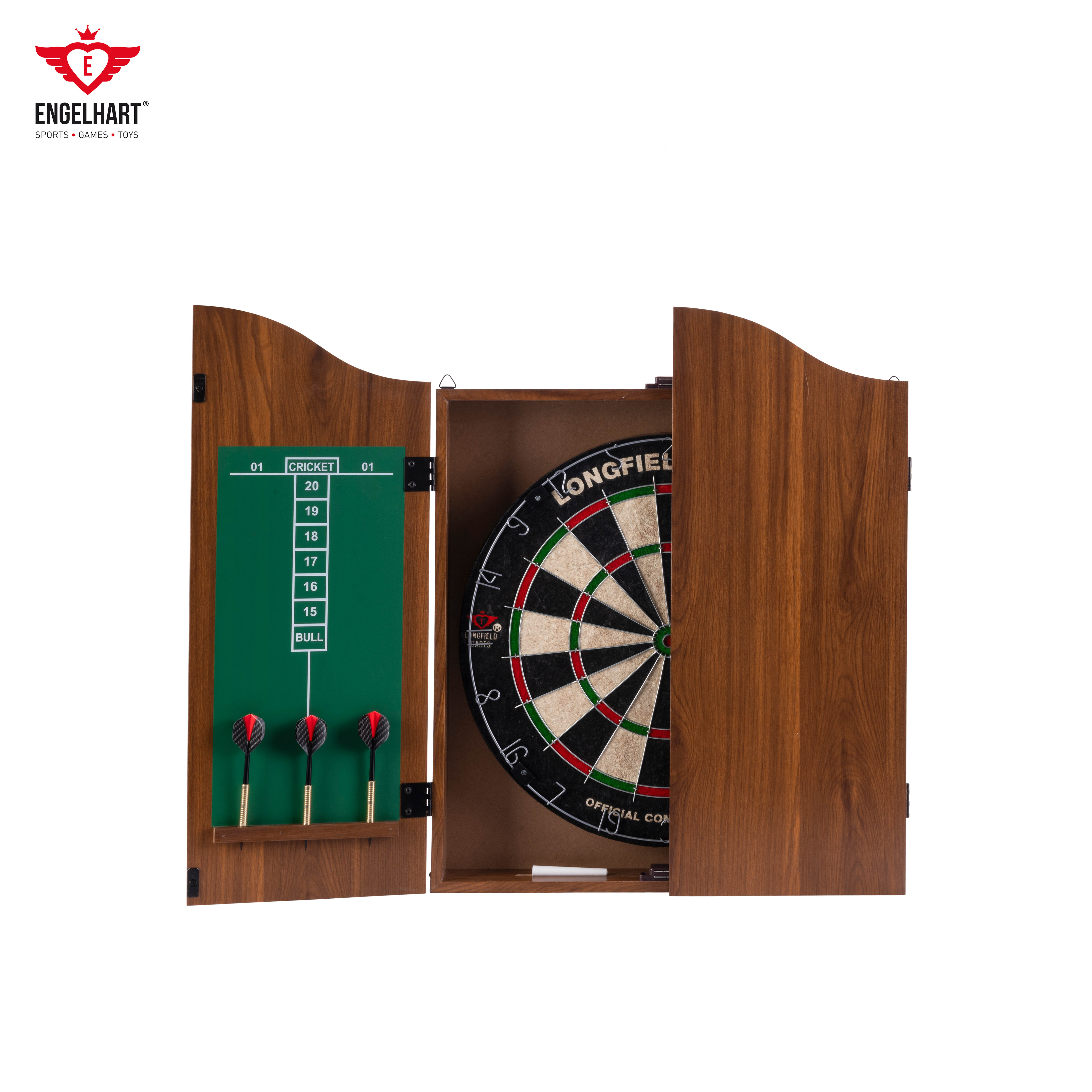 Longfield Darts Premium Quality Wooden Brown Cabinet + Sisal Dartboard Including 2 sets of 18 gram dart board games wholesale EU