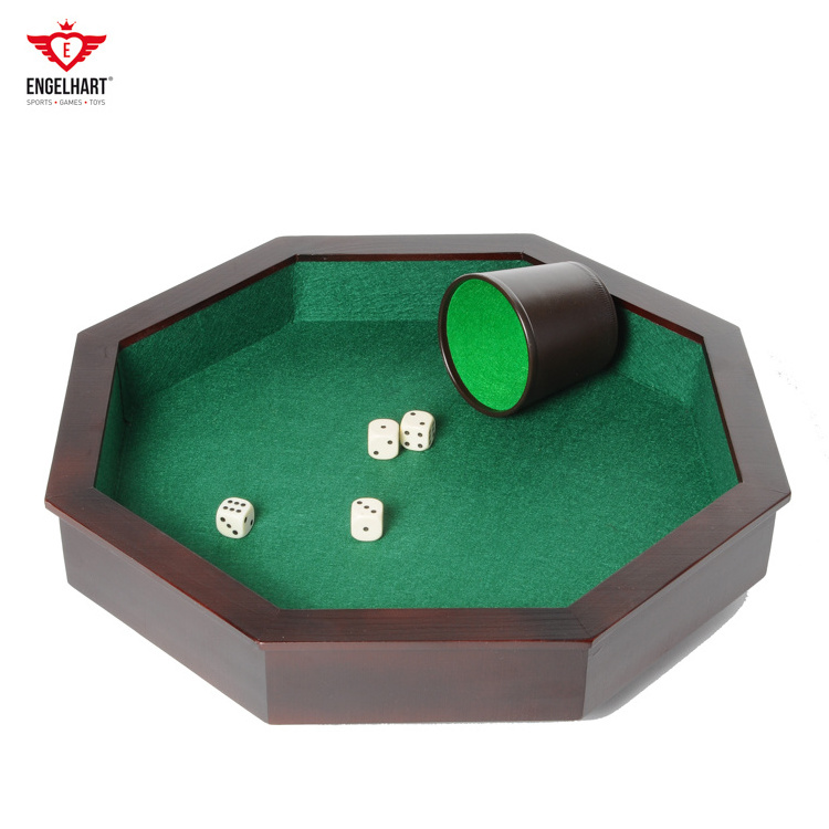 Longfield Games High Quality Dice tray 8 sided 38,5 x 38,5 cm made of wood and finished with green felt Professional Casino Game