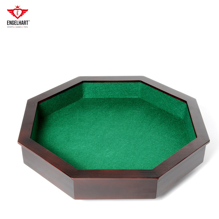 Longfield Games High Quality Dice tray 8 sided 38,5 x 38,5 cm made of wood and finished with green felt Professional Casino Game