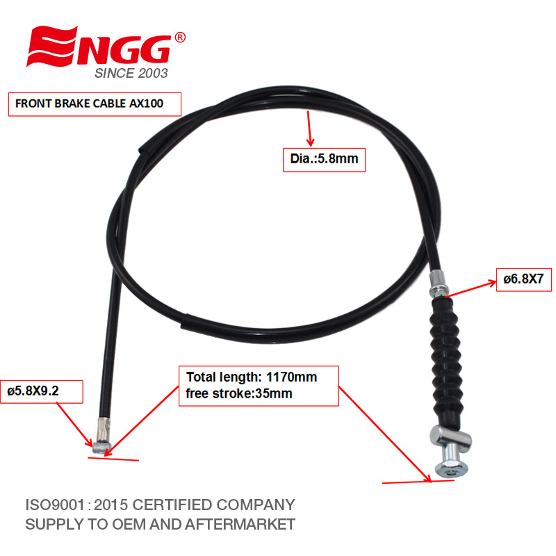 Competitive price motorcycle spare parts front brake cable AX100