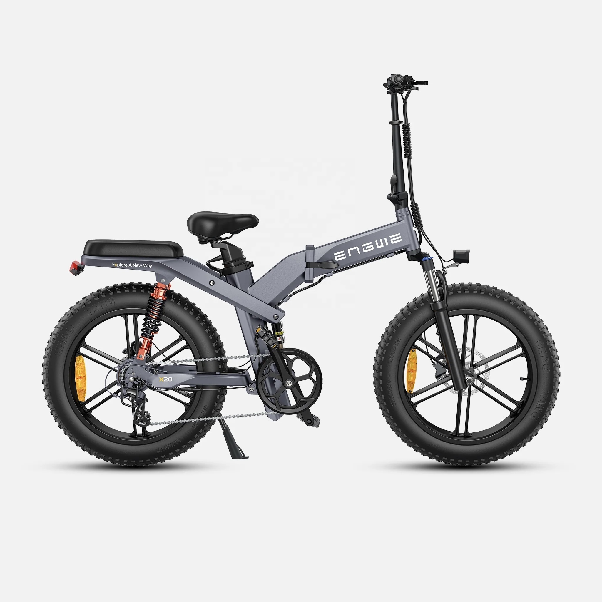 USA Warehouse 20inch fat tire electric bike 93Miles Triple Full Suspension Foldable E-bike ENGWE X20