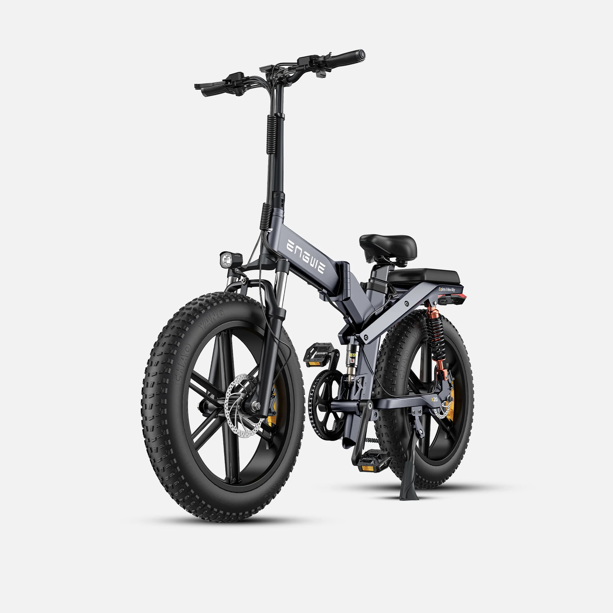 USA Warehouse 20inch fat tire electric bike 93Miles Triple Full Suspension Foldable E-bike ENGWE X20