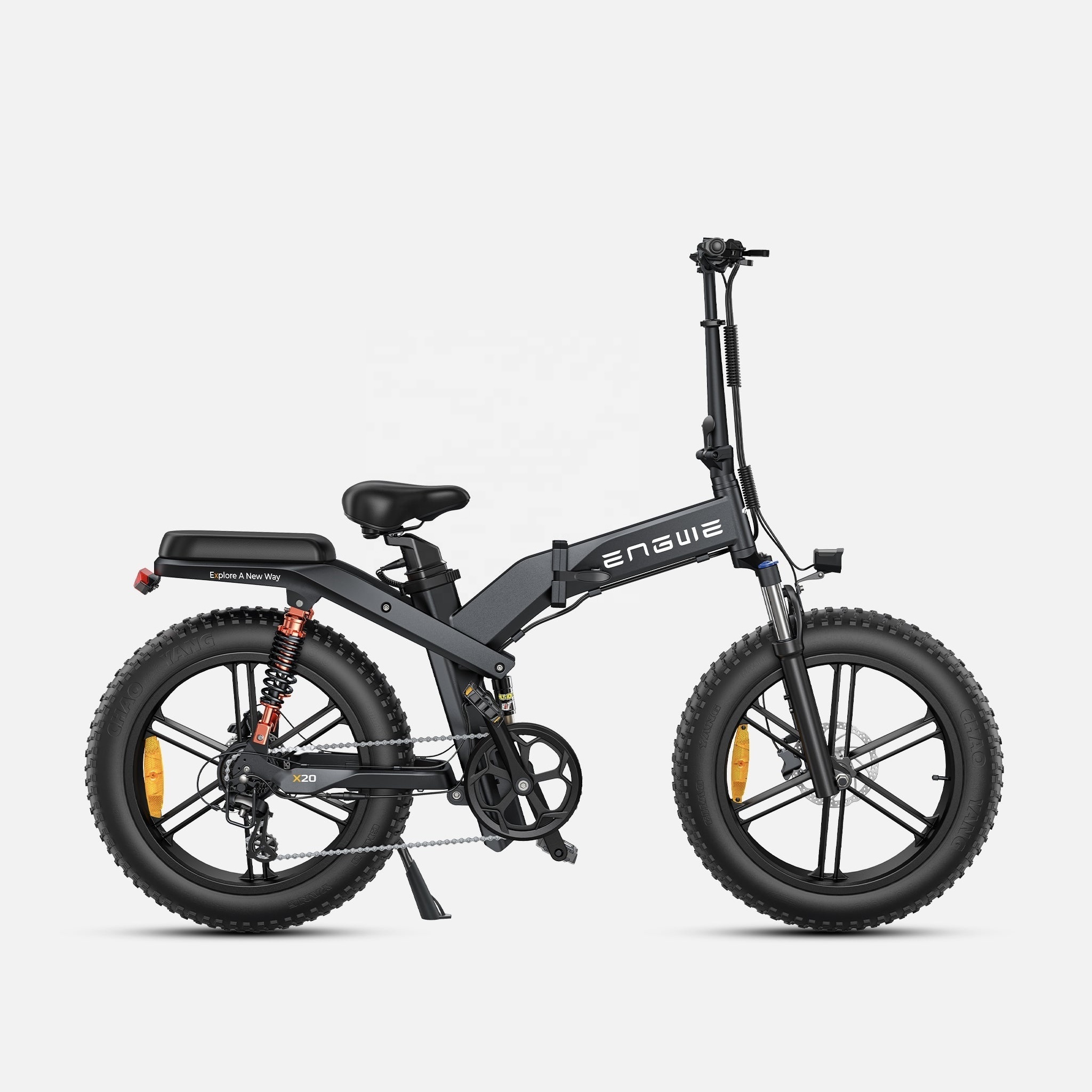 USA Warehouse 20inch fat tire electric bike 93Miles Triple Full Suspension Foldable E-bike ENGWE X20