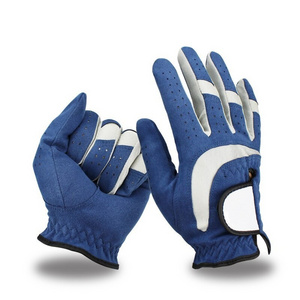 Wholesale Custom Design Women Golf Gloves blue Soft Fiber Breathable Anti-Slip Left And Right Sports Gloves