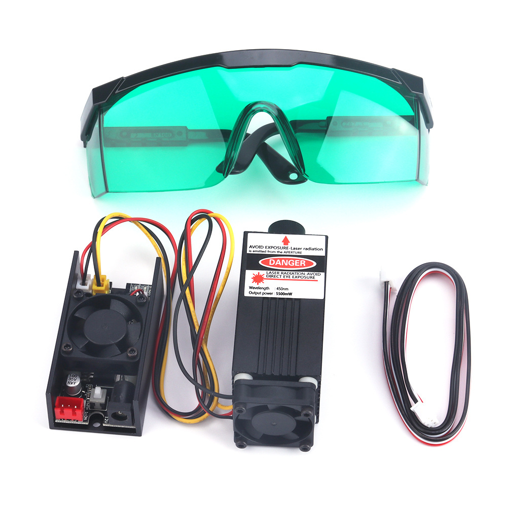 High accuracy Engraving Head Module DIY 5.5W Blue Laser with Glasses Cutting Module laser head