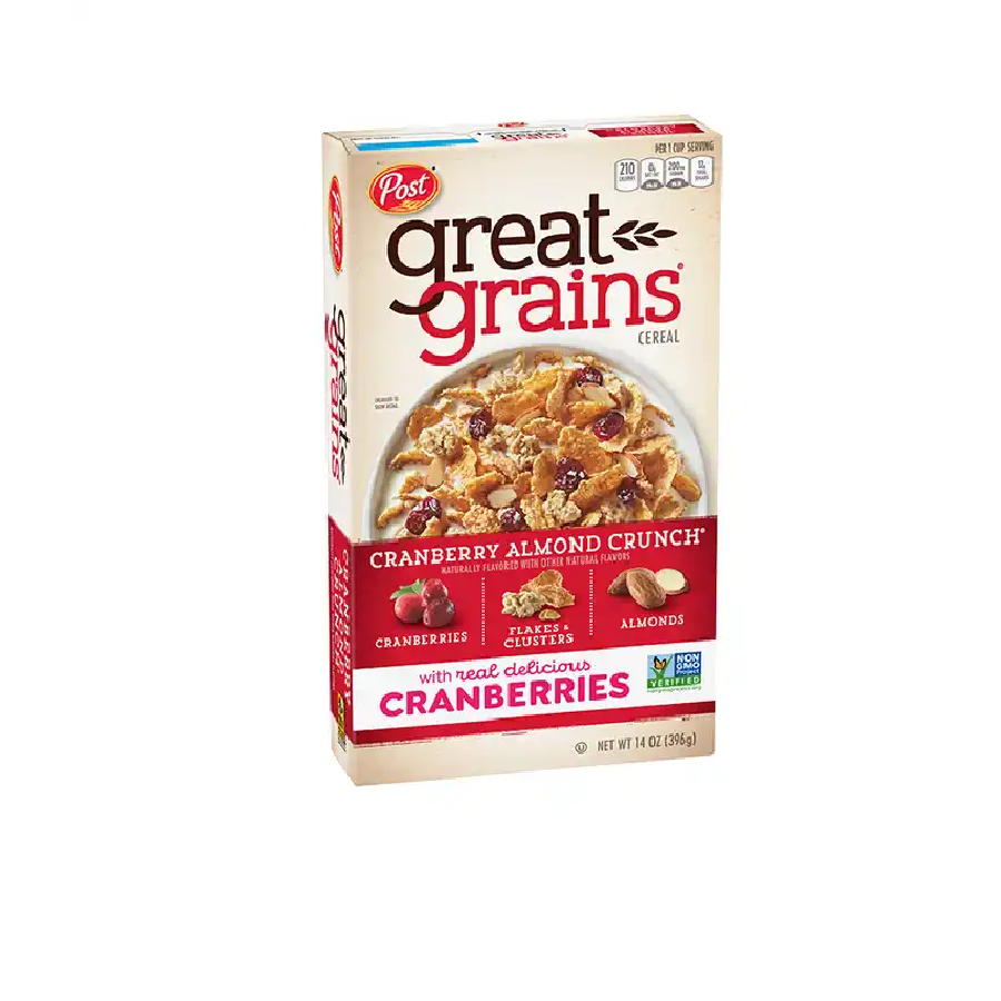 Wholesale Instant Cereal Healthy Crunch Flakes Clusters 396g Box POST Great Grains Cranberry Almond Breakfast Cereal