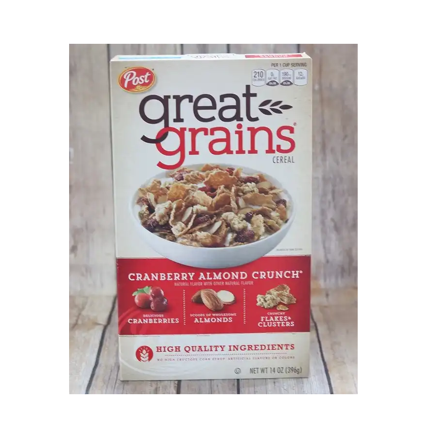 Wholesale Instant Cereal Healthy Crunch Flakes Clusters 396g Box POST Great Grains Cranberry Almond Breakfast Cereal