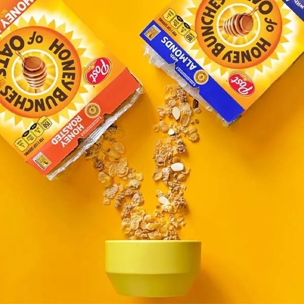 POST Honey Bunches of Oats (Almond) Grain Products Box Packaging Crispy Flakes Whole Grain Wheat Rolled Oats Cereal