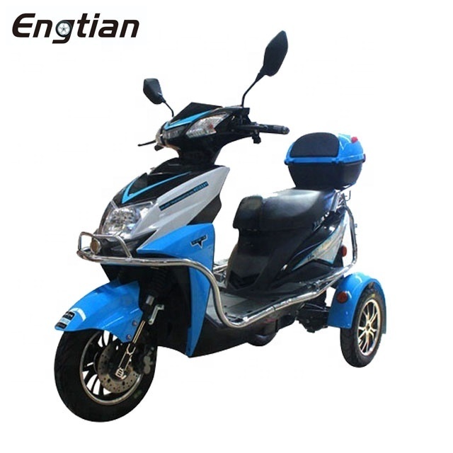 engtian Hot sale fashionable  three wheels scooter electric tricycle  with 2 seats ckd cheaper mobility e motos scooters