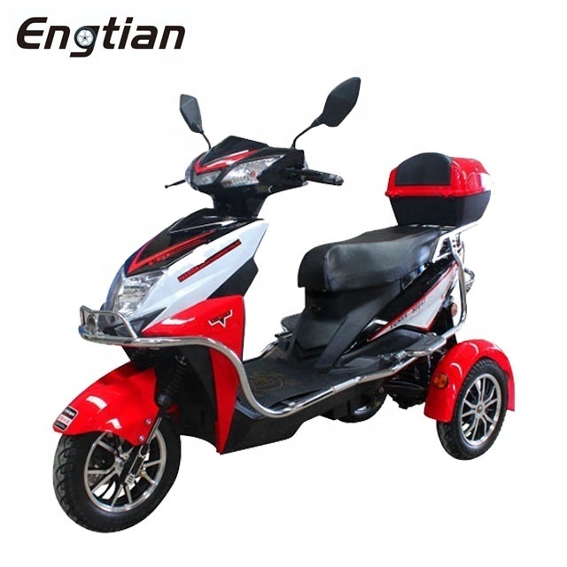 engtian Hot sale fashionable  three wheels scooter electric tricycle  with 2 seats ckd cheaper mobility e motos scooters