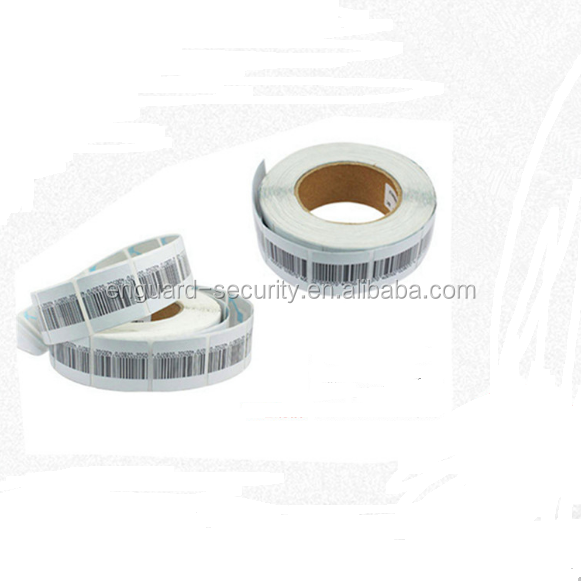 Adhesive EAS RF Soft Label With Bar Code Paper Label RF 8.2mhz Sticker