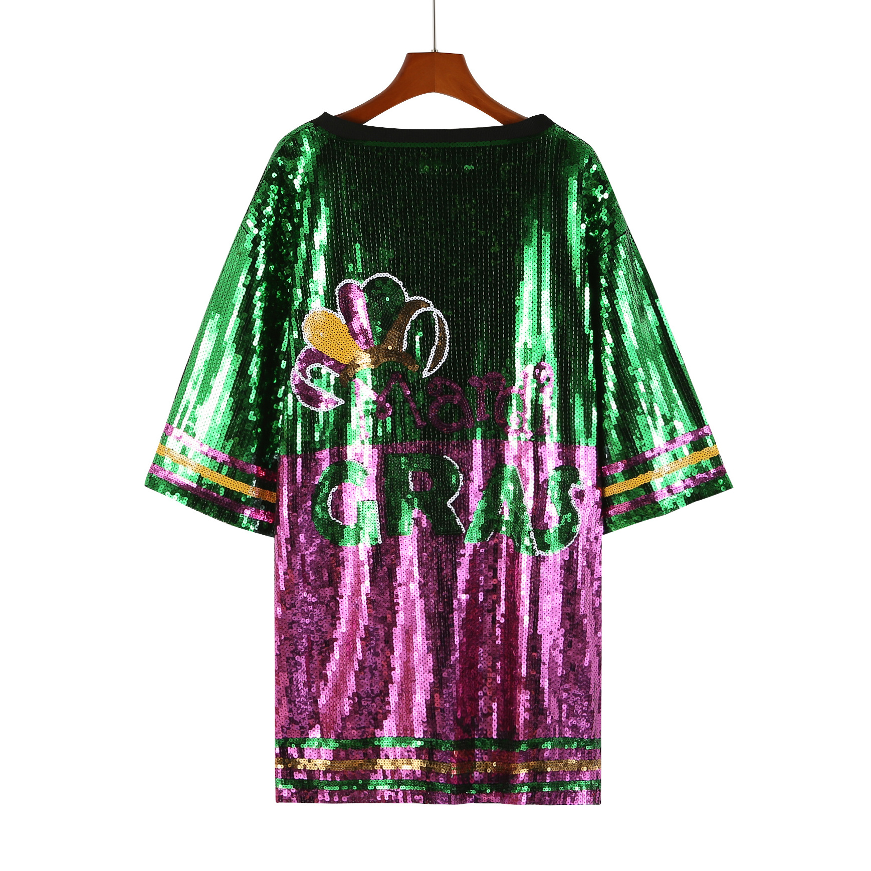 2024 Valentines Day gifts custom size design wholesale ladies Clothing long Mardi Gras Apparel T shirts sequin dresses for women