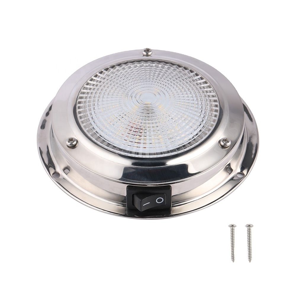 Marine Boat 4 Inch LED Navigation Dome Ceiling Light White/Red 8-30 VDC