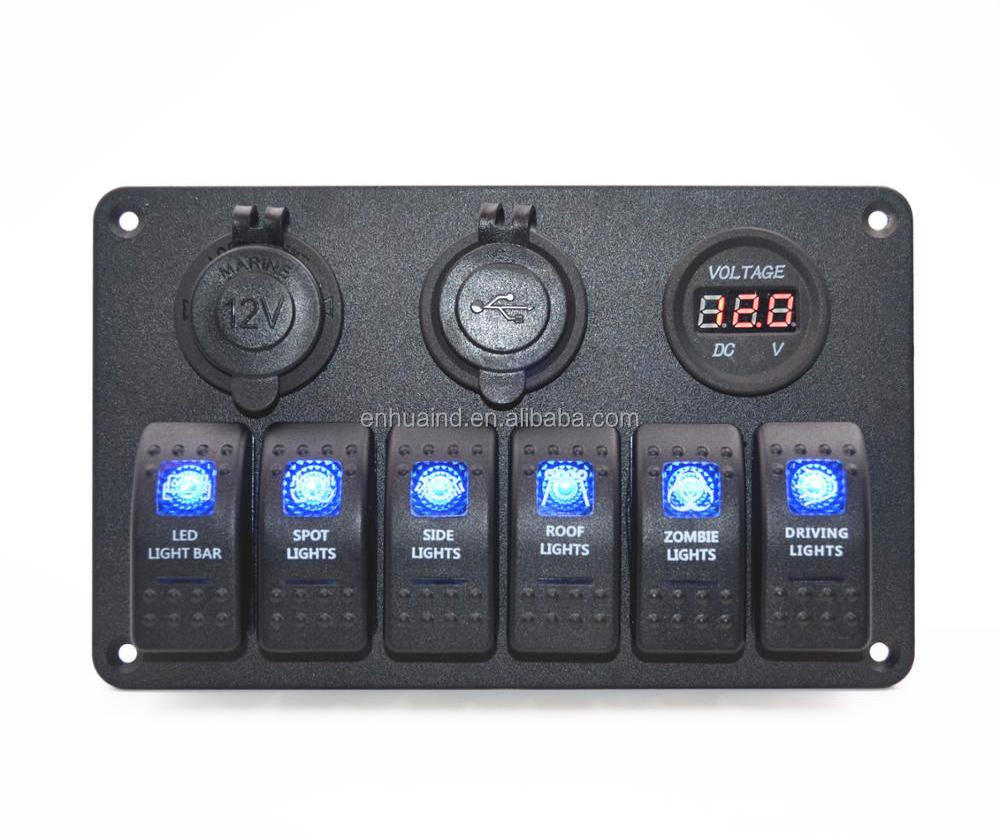 Marine/Boat/RV/Trailer Rocker Switch Panel with USB /Voltmeter /Power Socket