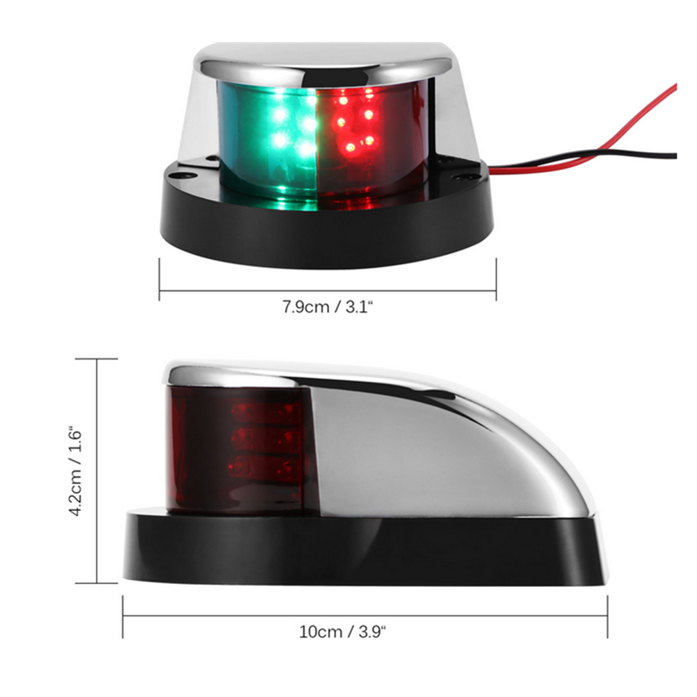 ANHEART  12V dual color stainless steel deck mount red and green pontoon boat navigation marine led light