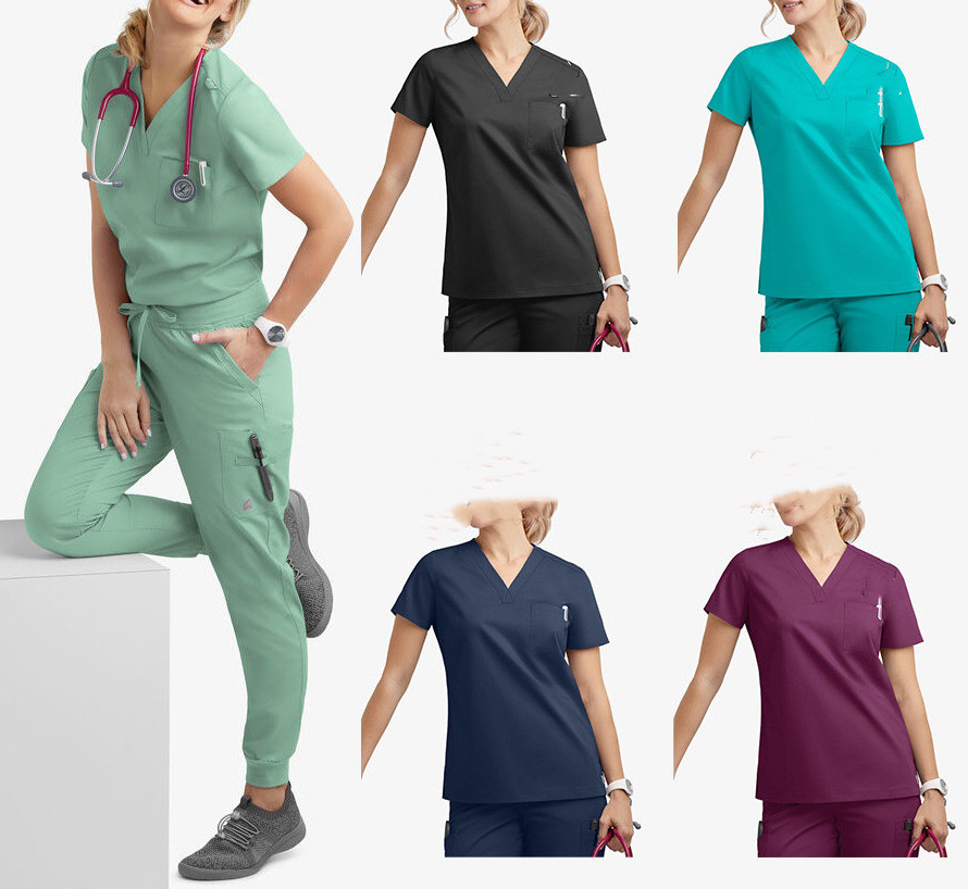 Style Scrubs Uniforms Hot Sale Simple for Women Hospital Uniforms Nurse Scrubs Uniforms Sets Waterproof