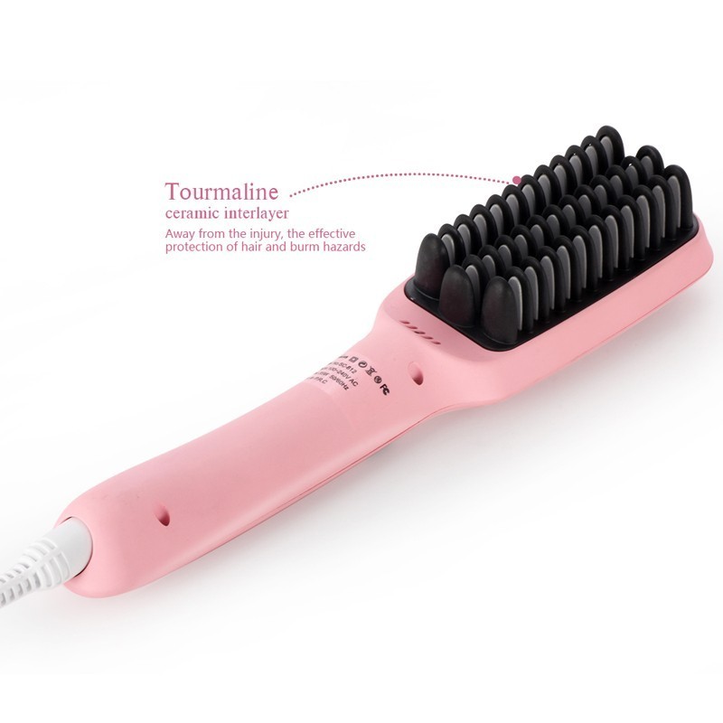 Fast Electric Smooth Brush Ceramic Hair Straightener Comb Flat Iron With Led Straight Brush