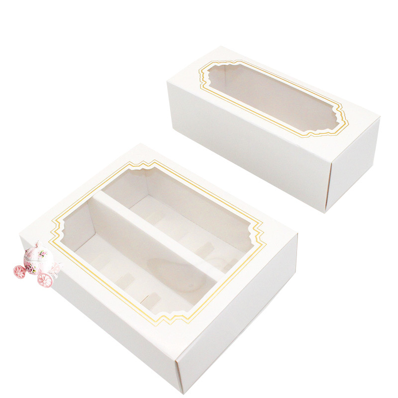 Coated Paper Boxes for Food with PVC Window and Neto Custom Printing Designed Logo Double Cartridge Art Paper Boxes for Cake