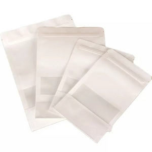 Wholesale Printed Clear Window Compostable Stand Up Unprinted Pouch Brown Kraft Zipper Paper Bag