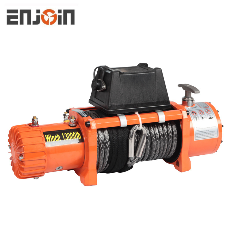 12v Waterproof Offroad 13000 lbs Load Capacity Electric Winch with Hawse Fairlead, Synthetic Rope and Wireless Remote