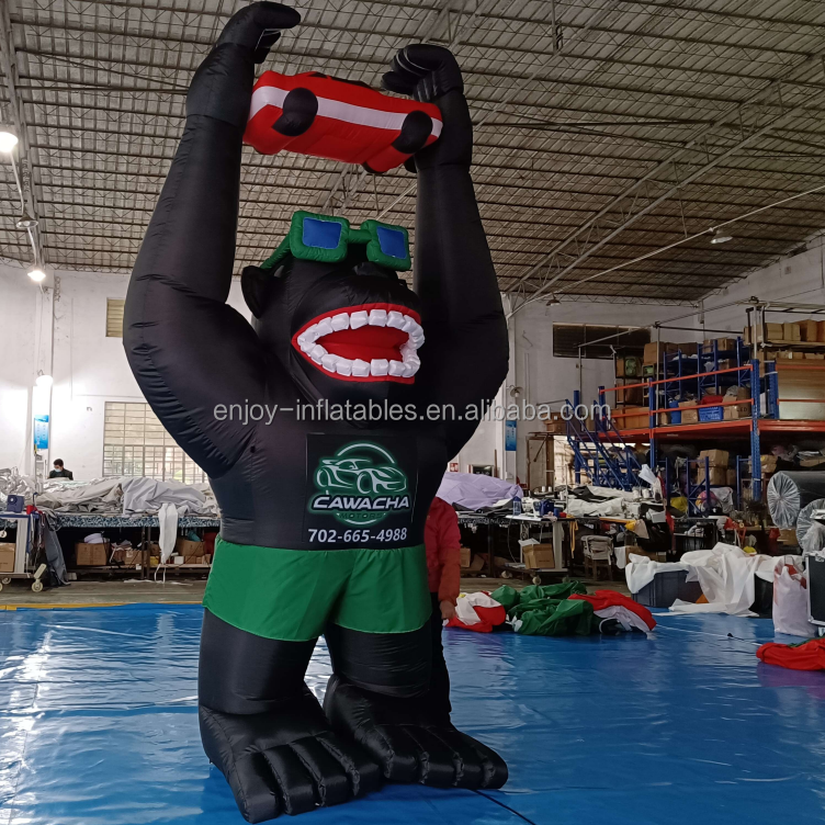 Green/black/pink/red/blue/Giant inflatable Gorilla with yellow Glasses and shorts,Giant blue inflatable gorilla