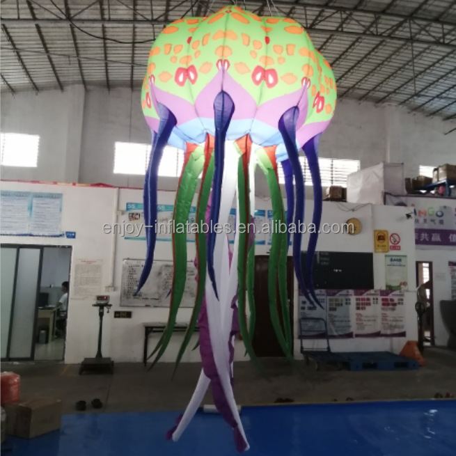 Nice Design 1.6x3mH Inflatable Jellyfish With LED Lights Blow Up Sea Animal Balloon Inflatable Toys For Decoration