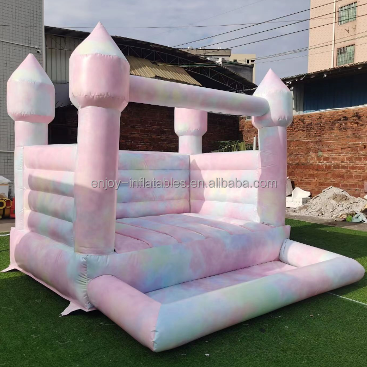 inflatable tie- dye mini pastel soft play moonwalk bouncer with pool for kids party rental