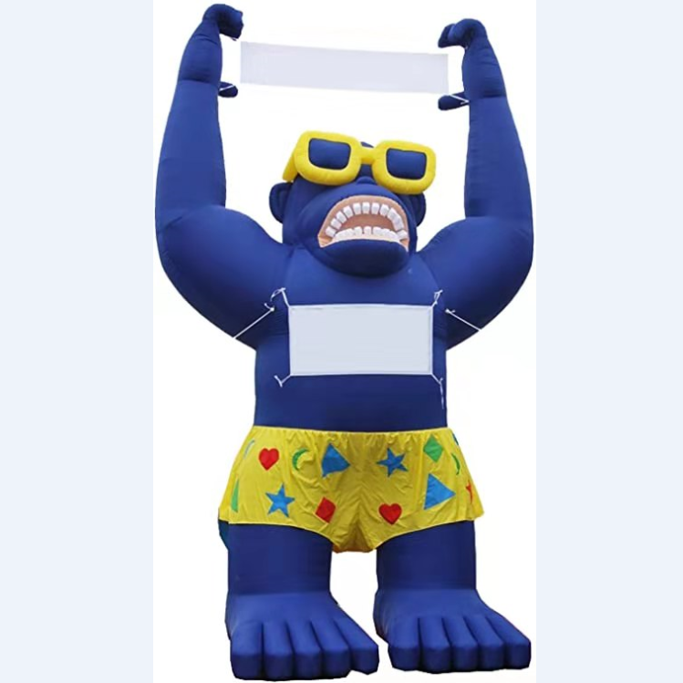 Green/black/pink/red/blue/Giant inflatable Gorilla with yellow Glasses and shorts,Giant blue inflatable gorilla