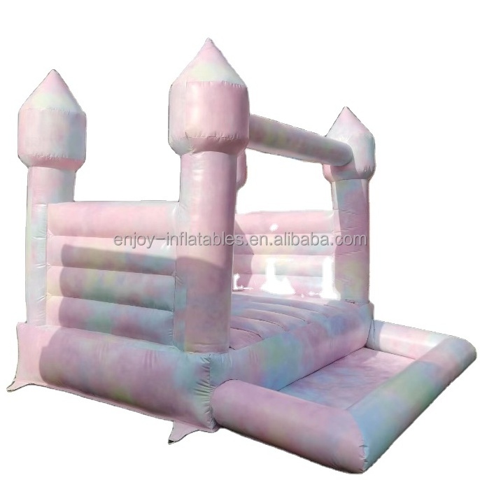 inflatable tie- dye mini pastel soft play moonwalk bouncer with pool for kids party rental