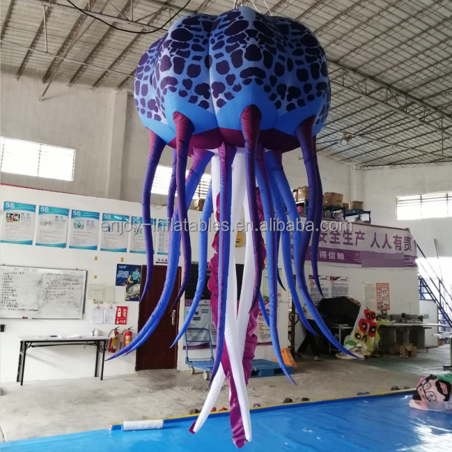 Nice Design 1.6x3mH Inflatable Jellyfish With LED Lights Blow Up Sea Animal Balloon Inflatable Toys For Decoration