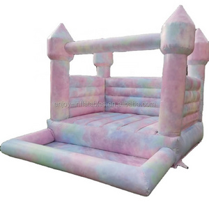 Commercial Adults Kids Tie Dye Inflatable Air Wedding Bouncy Castle Bounce House Trampoline With Ball Pit