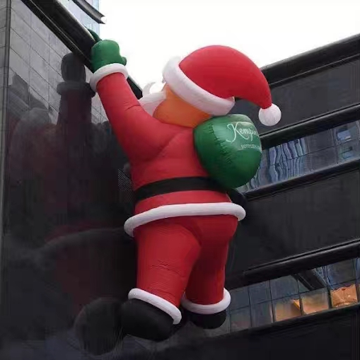 Xmas Holidays Events Building Outdoor Decoration Inflatable Santa Claus Balloon Climb A Wall Decoration