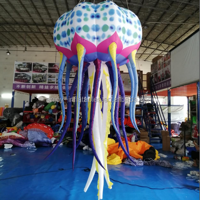 Nice Design 1.6x3mH Inflatable Jellyfish With LED Lights Blow Up Sea Animal Balloon Inflatable Toys For Decoration