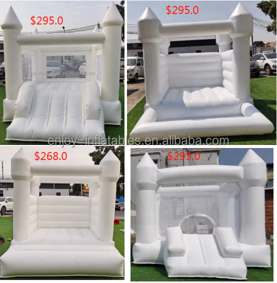 All White Jumping Bounce Slide All White Inflatable Wedding Bouncy House With Ball Pit Pool