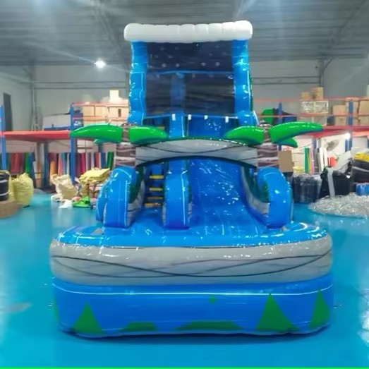 New Design Inflatable Slides Inflatable Water Slide outdoor rock climbing wall slide and small splash pool