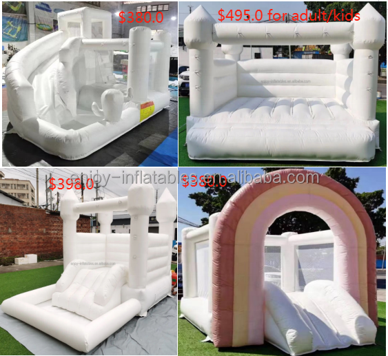 All White Jumping Bounce Slide All White Inflatable Wedding Bouncy House With Ball Pit Pool