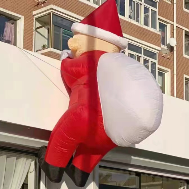 Xmas Holidays Events Building Outdoor Decoration Inflatable Santa Claus Balloon Climb A Wall Decoration