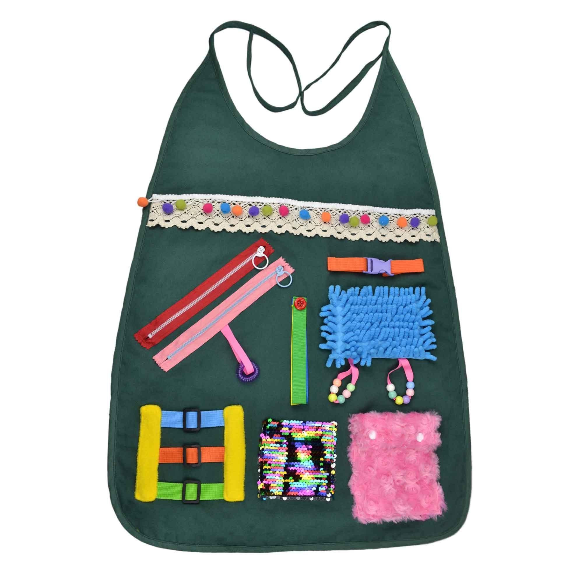 Sensory Board Apron Autistic Montessori Toddler Activities Toys Alzheimer Sensory Fidget Blanket for Adults With Dementia