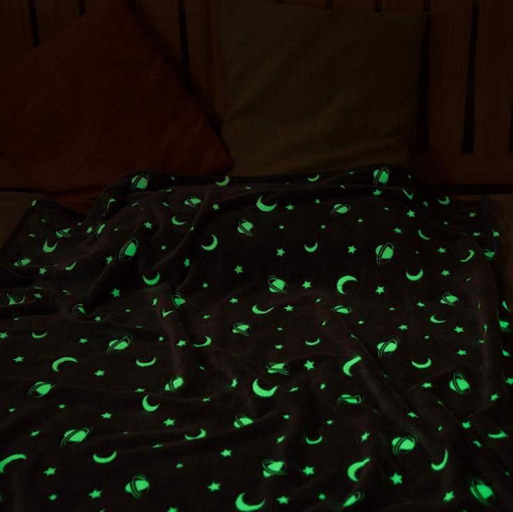 Double layer Hot sale glow in the dark star Coral fleece blanket