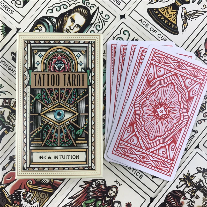 Tattoo Tarot Ink & Intuition Cards Beautifully ilustrated Set Of Featuring Vintage Tattoo Deck Tarot Game 78 Cards Tarot Deck