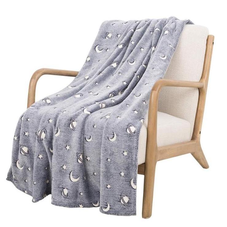 Double layer Hot sale glow in the dark star Coral fleece blanket