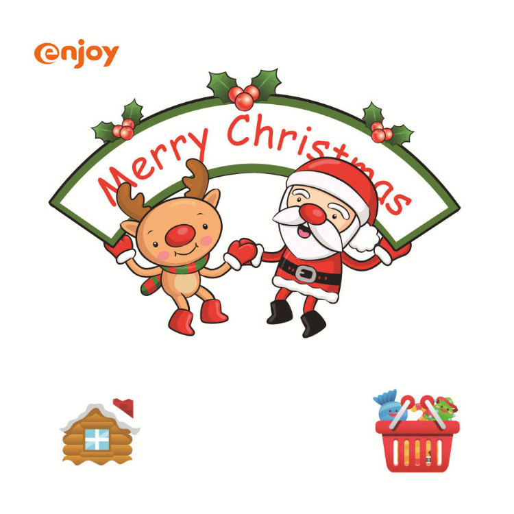 Promotional Glass Window Vinyl Merry Christmas Removable Wall Door Decals Stickers