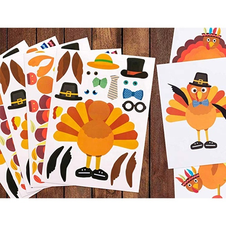 Make-A-Turkey Thanksgiving Party Label Stickers