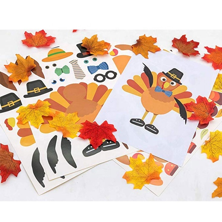 Make-A-Turkey Thanksgiving Party Label Stickers