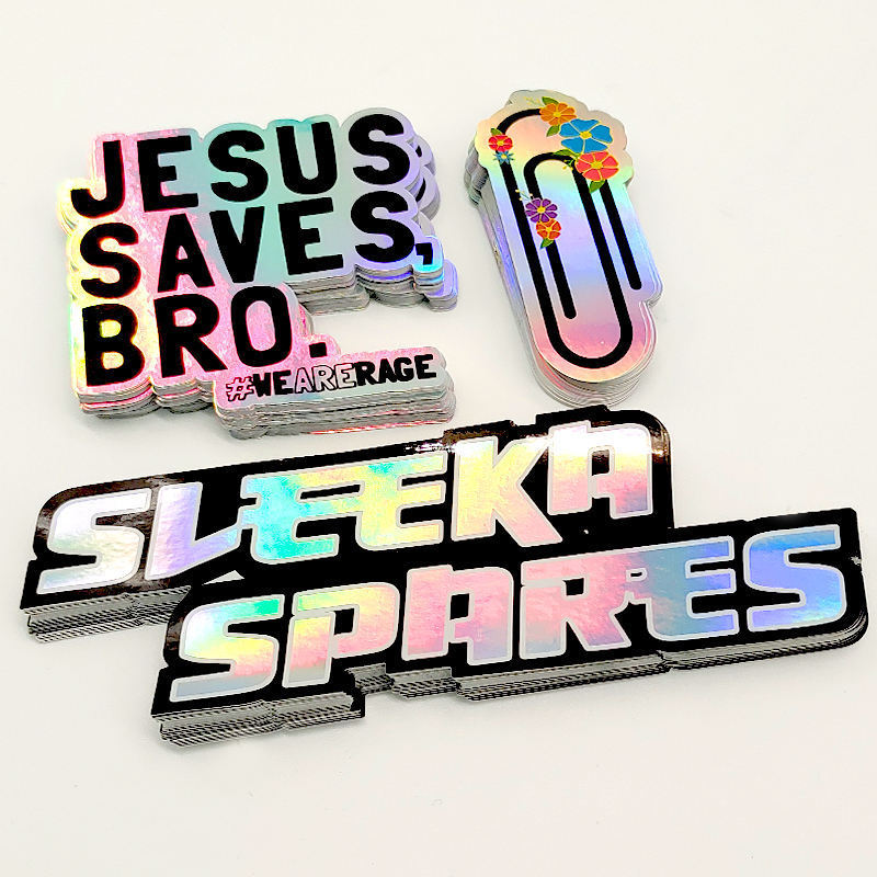 Self Adhesive  PVC Holographic Sticker  Adhesive Die Cut Logo Stickers Cartoon  Waterproof Custom Vinyl Stickers