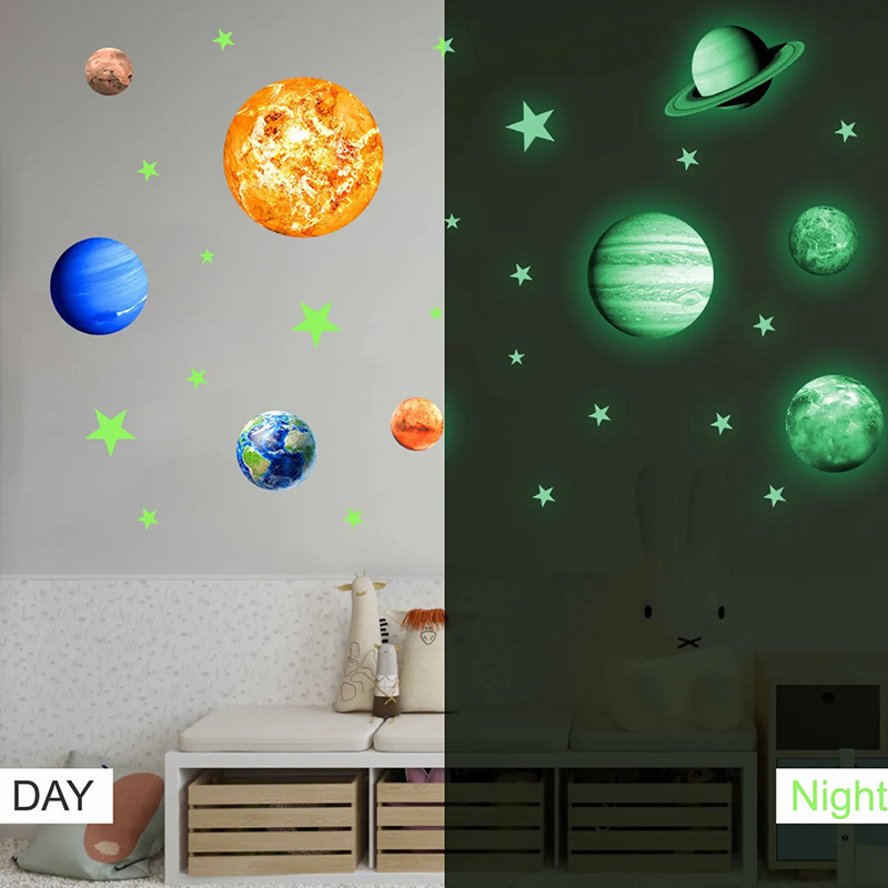 Fluorescent Christmas Halloween  Stickers Fluorescent Luminous Wall Vinyl Decorative Logo waterproof Sticker Bedroomceiling