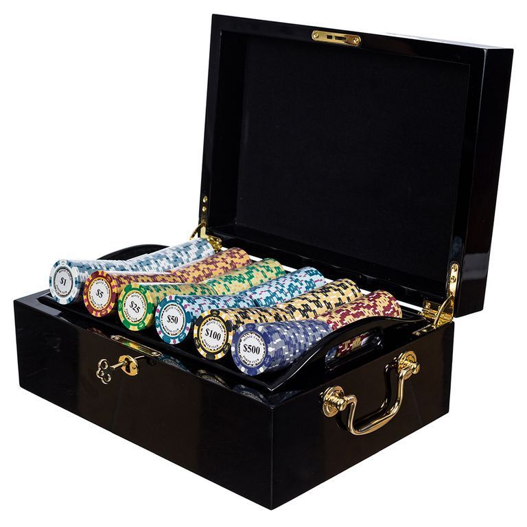 Poker Case 500 Chips 14gms Monte Carlo 3-Tone Case Wood